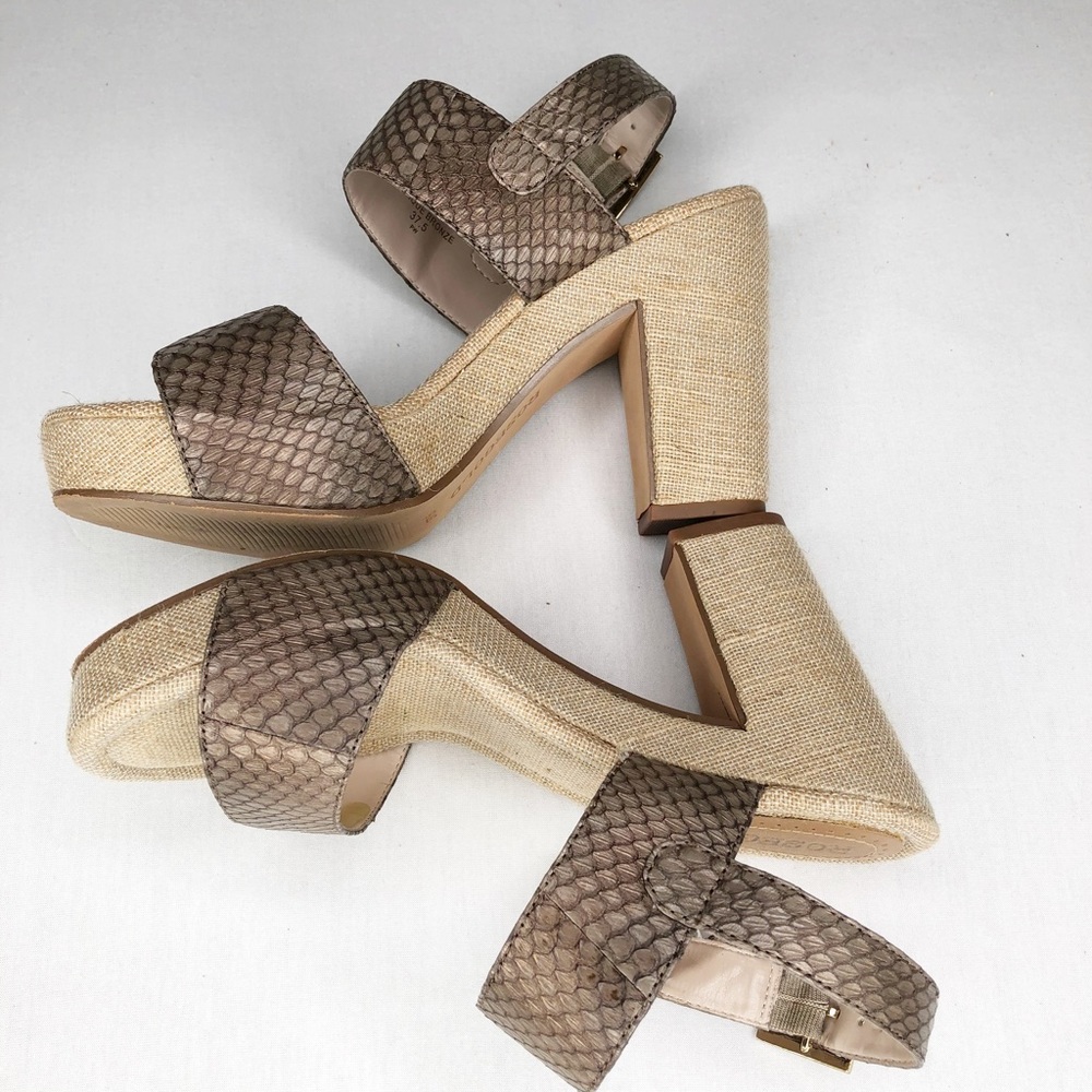 ROSEGOLD Reptile Look Leather Bronze Sandals, 37.5 - Picture 4 of 9